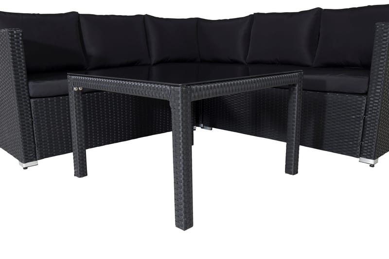 Kuba-oleskeluryhmä ulkokäyttöön tyynyillä - Musta - Puutarhakalusteet - Terassiryhmät - Oleskeluryhmät