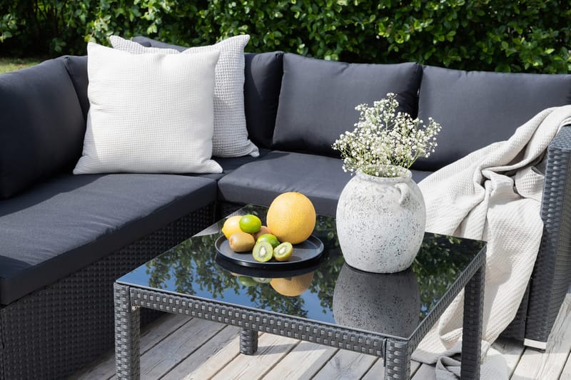 Kuba-oleskeluryhmä ulkokäyttöön tyynyillä - Musta - Puutarhakalusteet - Terassiryhmät - Oleskeluryhmät