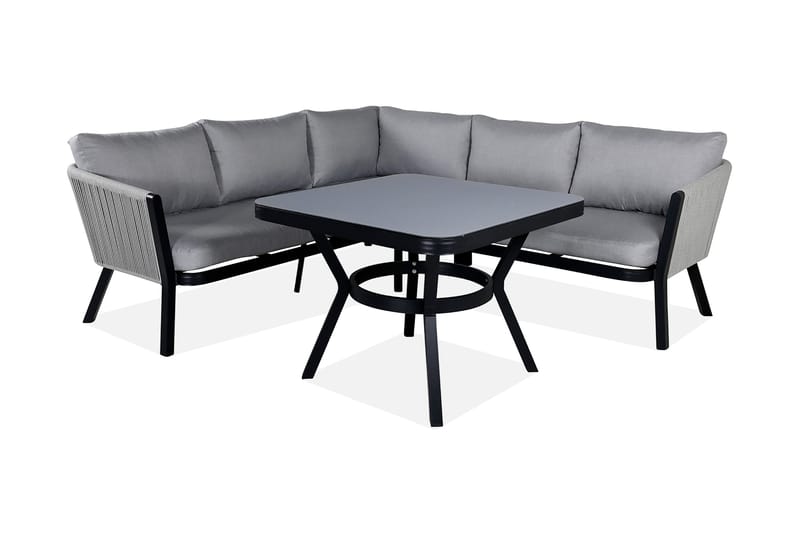 Kulmaoleskeluryhmä Virya pehmusteilla - Musta - Puutarhakalusteet - Terassiryhmät - Oleskeluryhmät