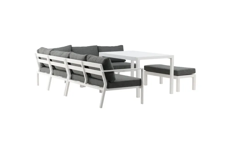 Kulmasohva Ramos - Valkoinen/Harmaa - Puutarhakalusteet - Terassiryhmät - Oleskeluryhmät