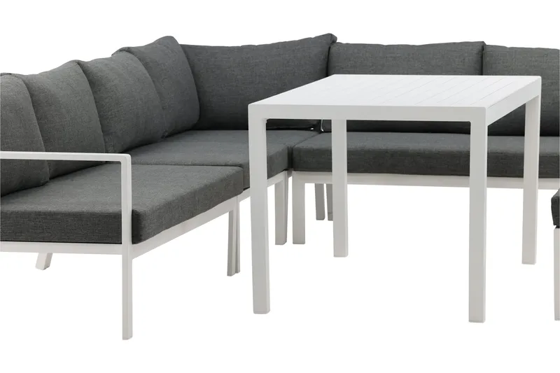 Kulmasohva Ramos - Valkoinen/Harmaa - Puutarhakalusteet - Terassiryhmät - Oleskeluryhmät