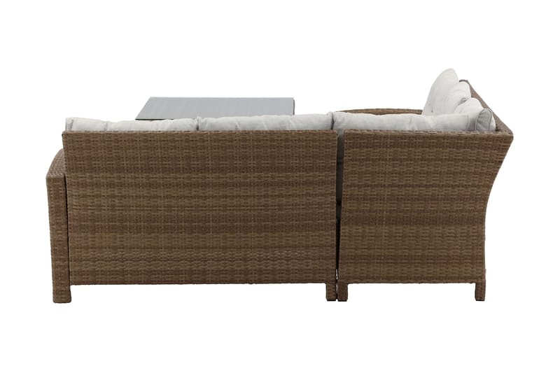 Kulmasohva Watford pöydällä - Ruskea/Luonnonväri - Puutarhakalusteet - Terassiryhmät - Oleskeluryhmät