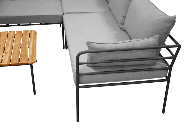 Kulmasohva Penh - Musta/Luonnonväri - Puutarhakalusteet - Terassiryhmät - Oleskeluryhmät