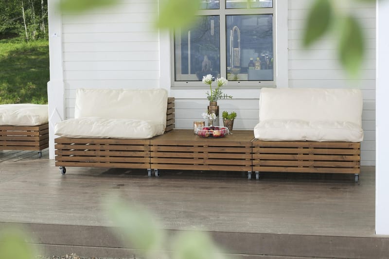 Lounge-nojatuoli Hillerstorp Bara Vara 2-pak + 1 Divaani - Beige - Puutarhakalusteet - Terassiryhmät - Sohvaryhmät ulos