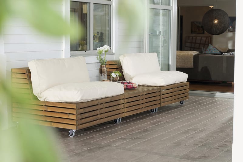 Lounge-nojatuoli Hillerstorp Bara Vara 2-pak + 1 Divaani - Beige - Puutarhakalusteet - Terassiryhmät - Sohvaryhmät ulos