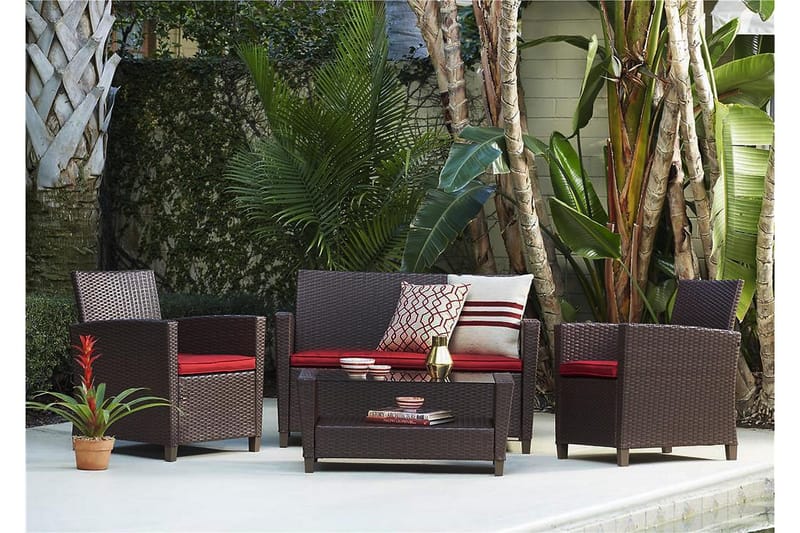 Malmo Oleskeluryhmä Polyrottinki Ruskea - Dorel Home - Puutarhakalusteet - Terassiryhmät - Oleskeluryhmät