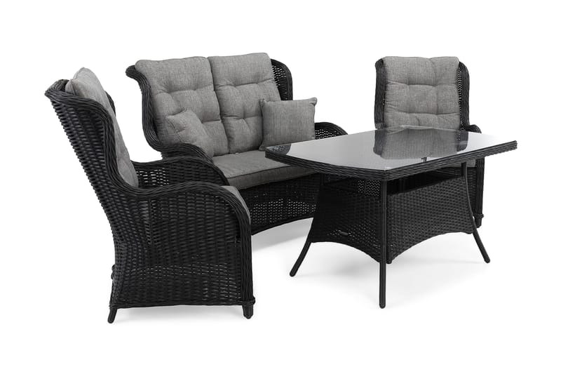 Marcus Sohvaryhmä 2:n ist Nojatuoleilla - Musta - Puutarhakalusteet - Terassiryhmät - Oleskeluryhmät