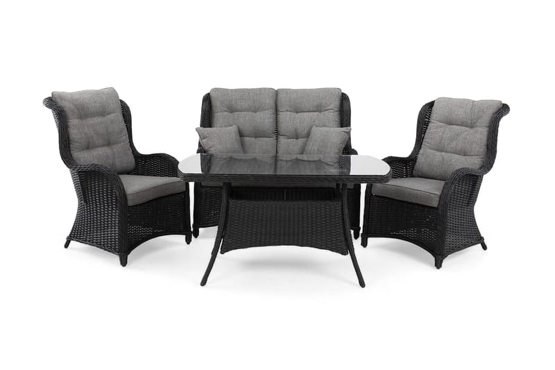 Marcus Sohvaryhmä 2:n ist Nojatuoleilla - Musta - Puutarhakalusteet - Terassiryhmät - Oleskeluryhmät