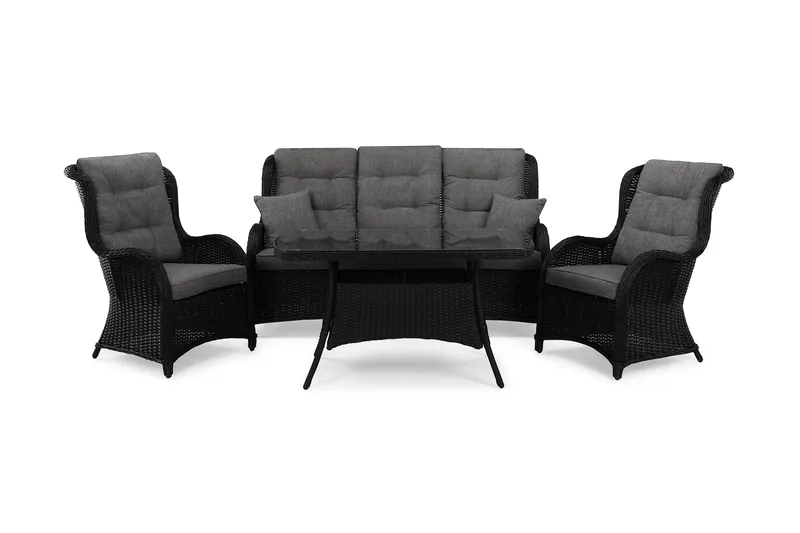 Marcus Sohvaryhmä 3:n ist Nojatuoleilla - Musta - Puutarhakalusteet - Terassiryhmät - Oleskeluryhmät