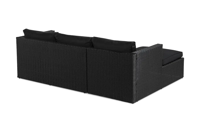Mendoza 4-istuttava Sohvaryhmä - Musta / Mustat tyynyt - Puutarhakalusteet - Terassiryhmät - Oleskeluryhmät