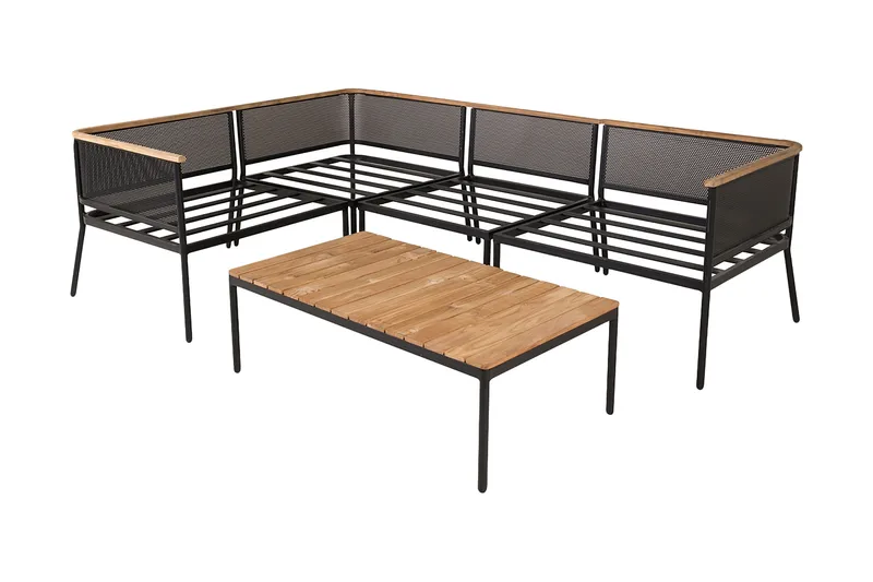 Nettan-kulmaoleskeluryhmä ulkokäyttöön tyynyillä - Musta - Puutarhakalusteet - Terassiryhmät - Oleskeluryhmät