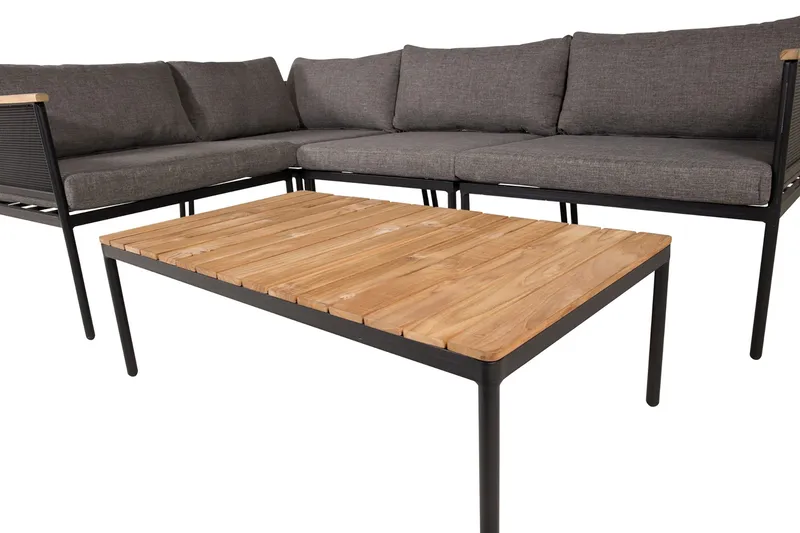 Nettan-kulmaoleskeluryhmä ulkokäyttöön tyynyillä - Musta - Puutarhakalusteet - Terassiryhmät - Oleskeluryhmät