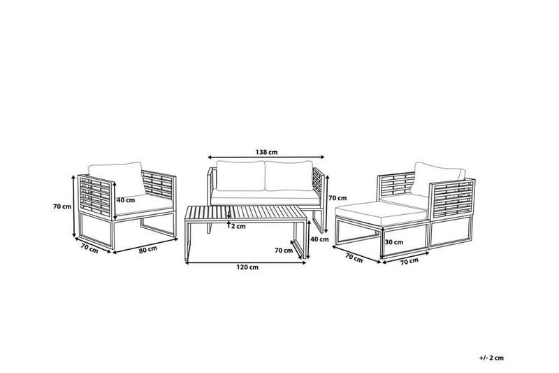 Oleskeluryhmä Akaasia pehmusteella Valkoinen BERMUDA - Puutarhakalusteet - Terassiryhmät - Oleskeluryhmät