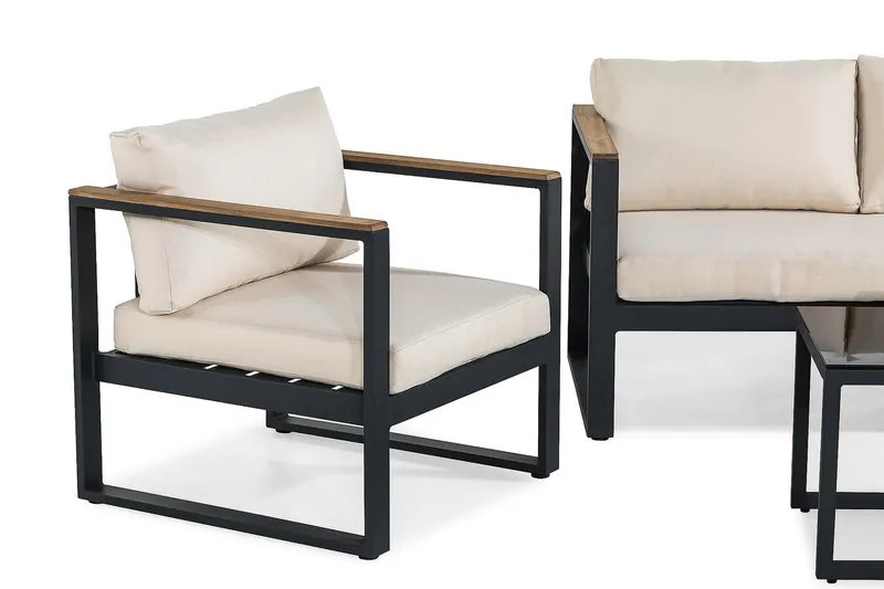 Oleskeluryhmä Aspvik - Musta/Tiikki - Puutarhakalusteet - Terassiryhmät - Oleskeluryhmät