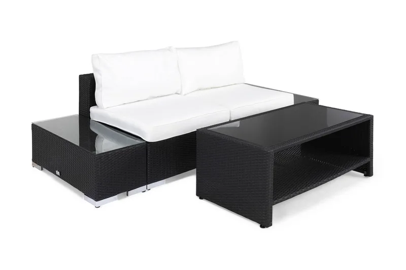 Oleskeluryhmä Bahamas 2:n ist Pöytä hyllyllä - 2 päätypöytää Musta - Puutarhakalusteet - Terassiryhmät - Oleskeluryhmät