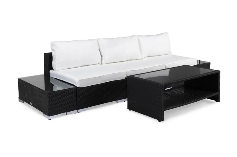 Oleskeluryhmä Bahamas 3:n ist Pöytä hyllyllä - 2 päätypöytää Musta - Puutarhakalusteet - Terassiryhmät - Oleskeluryhmät