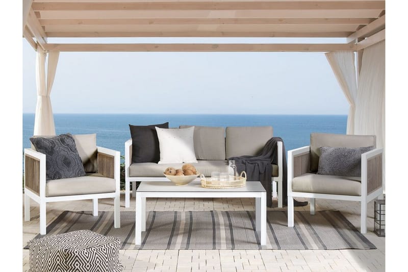 Oleskeluryhmä Columbero 5:n ist - Valkoinen / Ruskea - Puutarhakalusteet - Terassiryhmät - Oleskeluryhmät