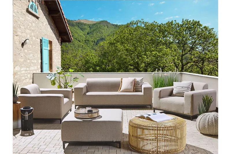 Oleskeluryhmä Hughen 5:n ist - Beige / Musta - Puutarhakalusteet - Terassiryhmät - Oleskeluryhmät