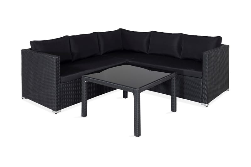 Oleskeluryhmä Kuba pehmusteilla - Musta - Puutarhakalusteet - Terassiryhmät - Oleskeluryhmät