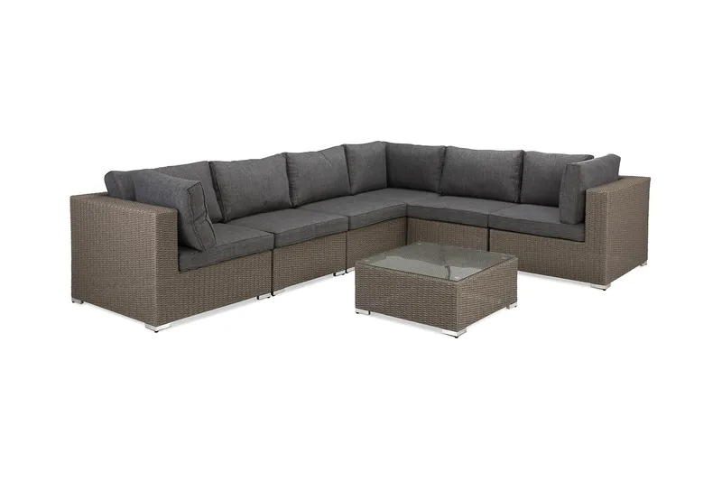 Oleskeluryhmä Marcus - Harmaa Pöytä Kulmasohva - Puutarhakalusteet - Terassiryhmät - Oleskeluryhmät