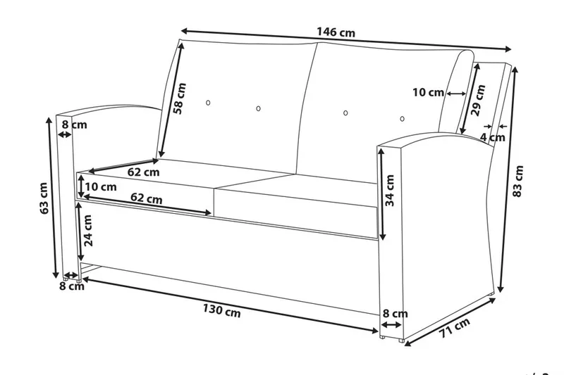 Oleskeluryhmä Marino 146 cm - Valkoinen - Puutarhakalusteet - Terassiryhmät - Oleskeluryhmät