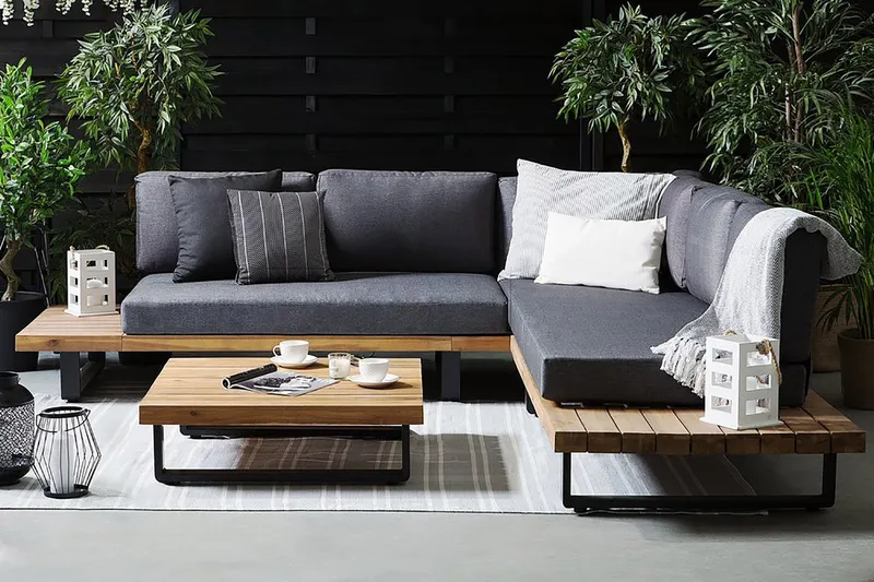 Oleskeluryhmä Mykonos 256 cm - Puu/Luonnonväri - Puutarhakalusteet - Terassiryhmät - Oleskeluryhmät