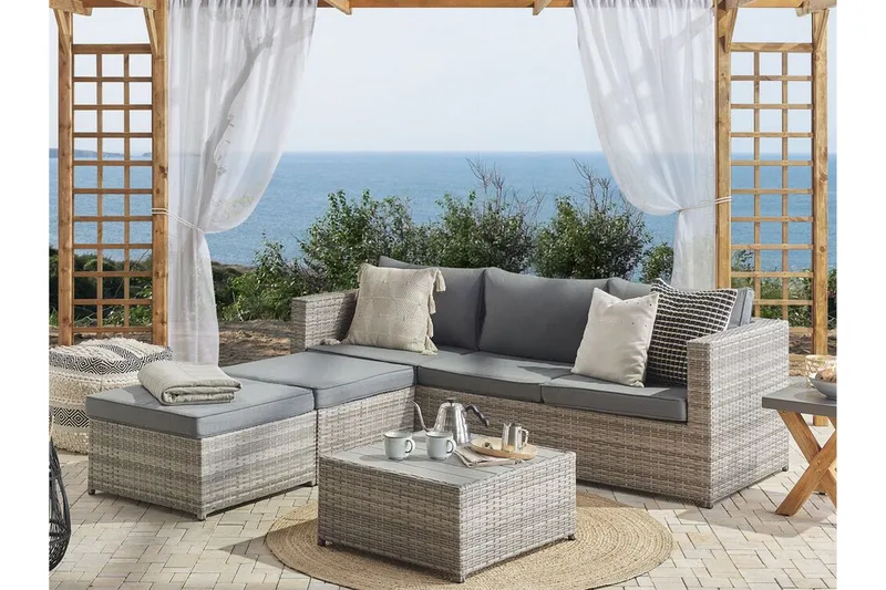 Oleskeluryhmä Rottinki Harmaa SABBIA - Harmaa - Puutarhakalusteet - Terassiryhmät - Oleskeluryhmät