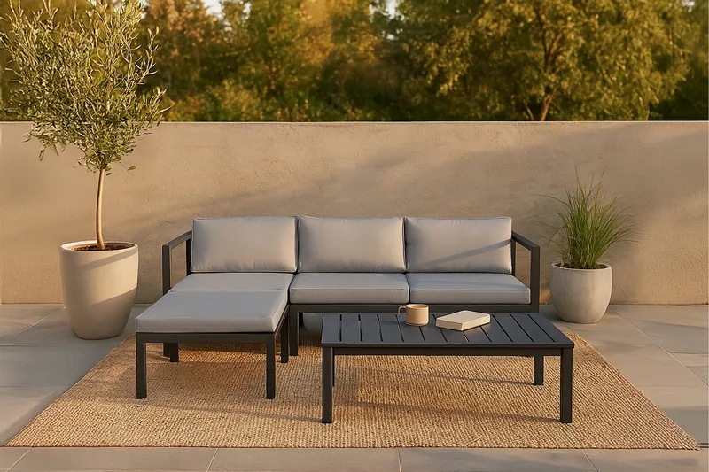 Oleskeluryhmä Salvador - Harmaa/Musta - Puutarhakalusteet - Terassiryhmät - Oleskeluryhmät