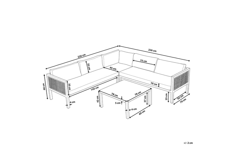 Oleskeluryhmä Valkoinen/Ruskea BORELLO - Valkoinen - Puutarhakalusteet - Terassiryhmät - Oleskeluryhmät