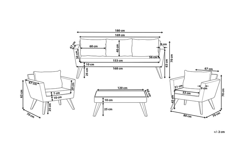 Oleskeluryhmä Vittoria xl 120 cm - Puu/Luonnonväri - Puutarhakalusteet - Terassiryhmät - Oleskeluryhmät