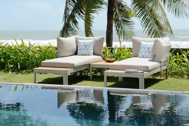 Oleskeluryhmä Portals 4: n ist - Valkoinen/Tiikki - Puutarhakalusteet - Terassiryhmät - Oleskeluryhmät