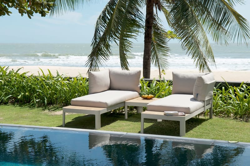 Oleskeluryhmä Portals 4: n ist - Valkoinen/Tiikki - Puutarhakalusteet - Terassiryhmät - Oleskeluryhmät