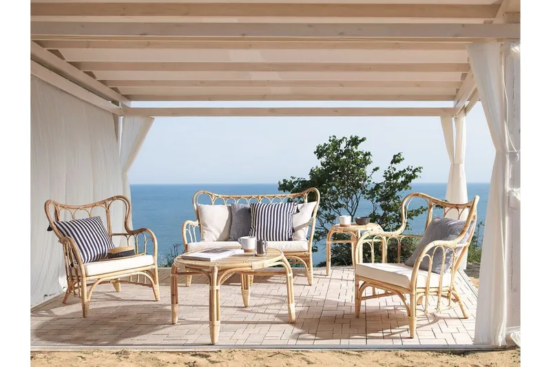 Oleskeluryhmä Pedagne 4:n ist - Rottinki/Beige - Puutarhakalusteet - Terassiryhmät - Oleskeluryhmät