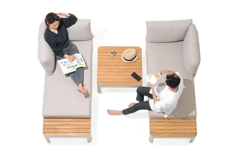 Oleskeluryhmä Portals 4: n ist - Valkoinen/Tiikki - Puutarhakalusteet - Terassiryhmät - Oleskeluryhmät