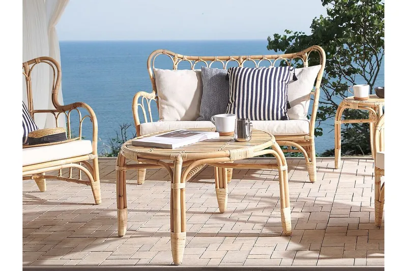 Oleskeluryhmä Pedagne 4:n ist - Rottinki/Beige - Puutarhakalusteet - Terassiryhmät - Oleskeluryhmät