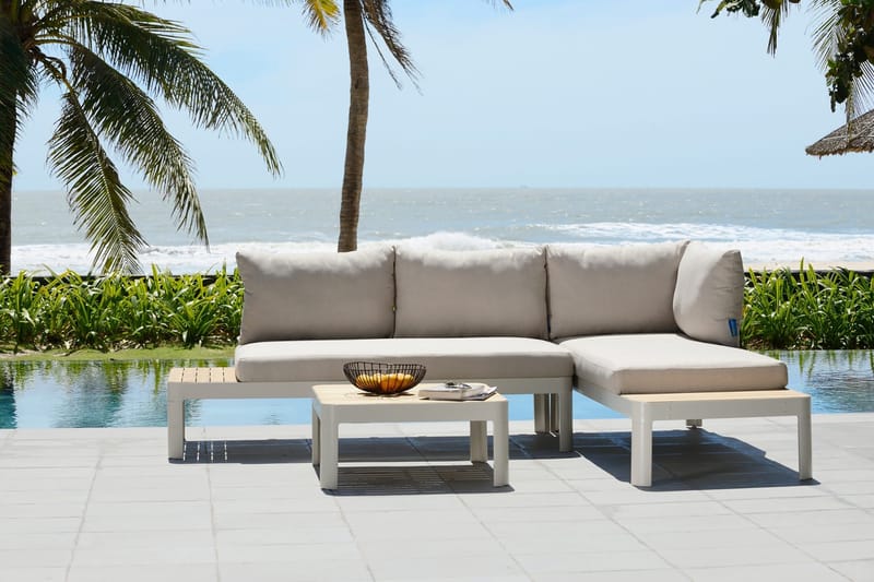 Oleskeluryhmä Portals 4: n ist - Valkoinen/Tiikki - Puutarhakalusteet - Terassiryhmät - Oleskeluryhmät