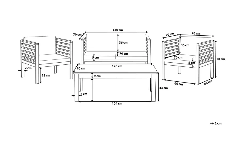 Oleskeluryhmä Pacific 130 cm - Puutarhakalusteet - Terassiryhmät - Oleskeluryhmät