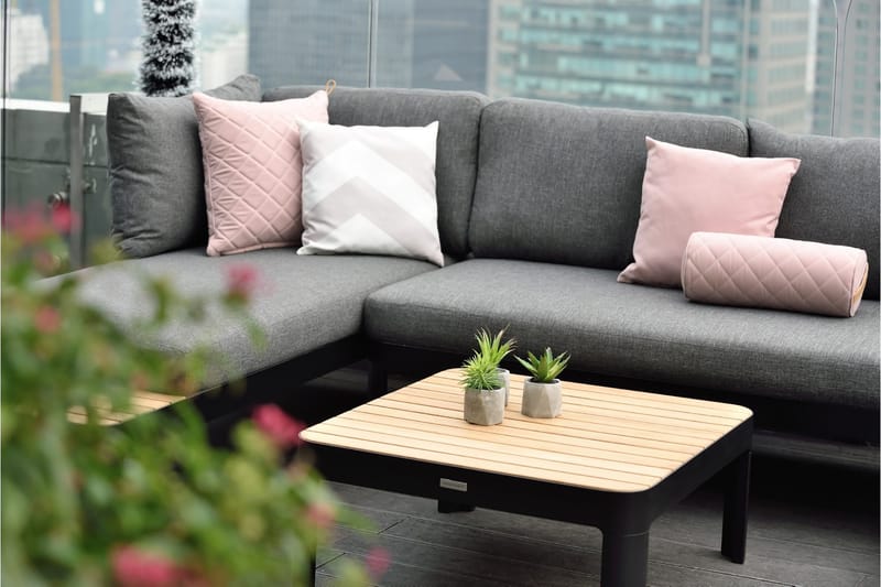 Oleskeluryhmä Portals 4: n ist - Musta / Tiikki - Puutarhakalusteet - Terassiryhmät - Oleskeluryhmät