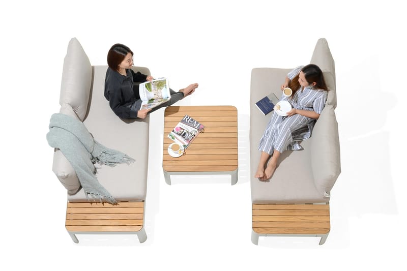 Oleskeluryhmä Portals 4: n ist - Valkoinen/Tiikki - Puutarhakalusteet - Terassiryhmät - Oleskeluryhmät