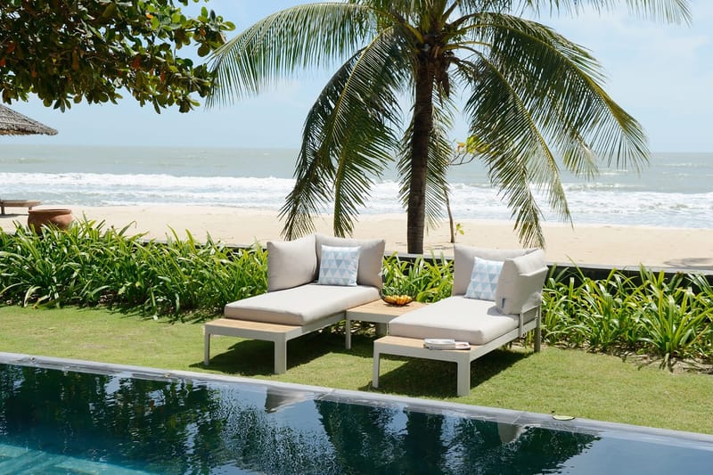 Oleskeluryhmä Portals 4: n ist - Valkoinen/Tiikki - Puutarhakalusteet - Terassiryhmät - Oleskeluryhmät