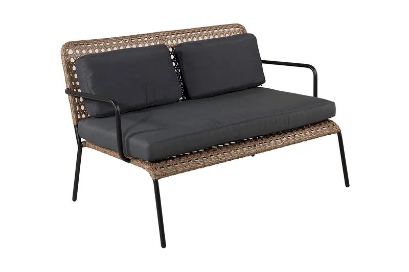 Paola-lounge-ryhmä ulkokäyttöön pehmusteilla - Musta - Puutarhakalusteet - Terassiryhmät - Oleskeluryhmät