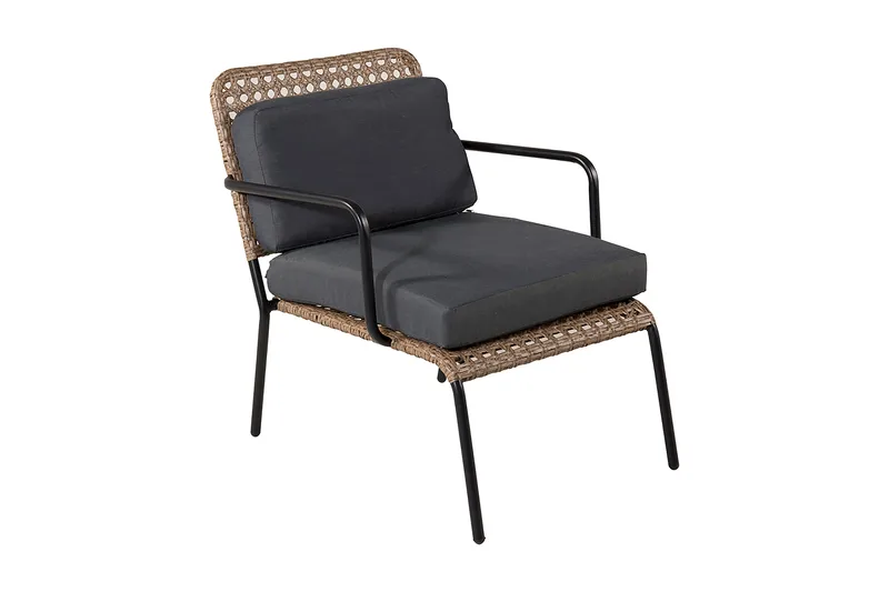 Paola-lounge-ryhmä ulkokäyttöön pehmusteilla - Musta - Puutarhakalusteet - Terassiryhmät - Oleskeluryhmät