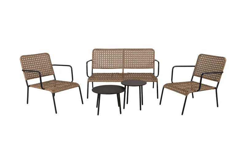 Paola-lounge-ryhmä ulkokäyttöön pehmusteilla - Musta - Puutarhakalusteet - Terassiryhmät - Oleskeluryhmät