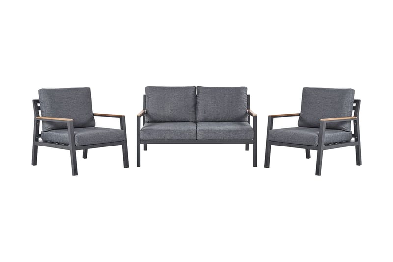 Puutarhakalustesetti 4-istuttava tummanharmaa DELIA - Musta - Puutarhakalusteet - Terassiryhmät - Oleskeluryhmät