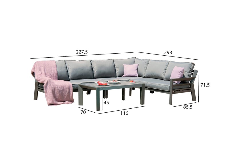 Puutarharyhmä Tomson Tummanharmaa - Puutarhakalusteet - Terassiryhmät - Oleskeluryhmät