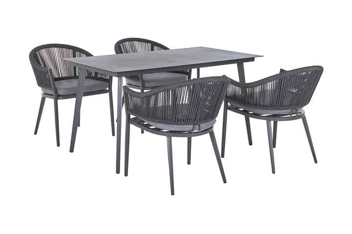 Puutarhasenkki Pöytä ja 4 tuolia Alumiini MILETO - Harmaa - Sohvaryhmät ulos - Oleskeluryhmät