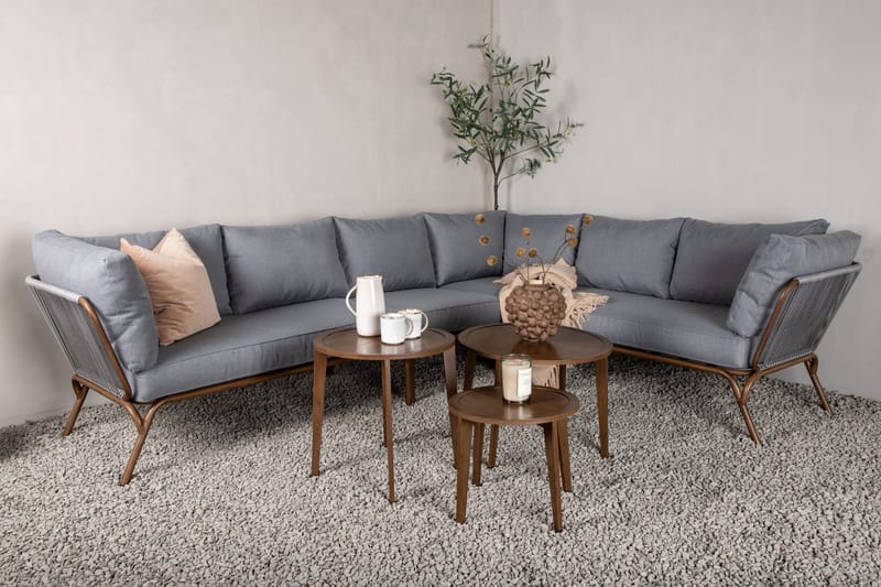 Roxo kulmasohva ruskea - Venture Home - Puutarhakalusteet - Terassiryhmät - Oleskeluryhmät