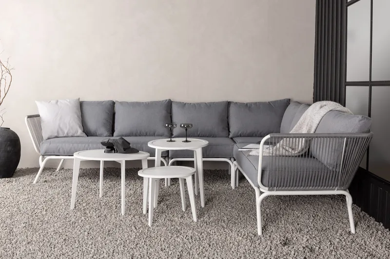 Roxo kulmasohva valkoinen - Venture Home - Puutarhakalusteet - Terassiryhmät - Oleskeluryhmät