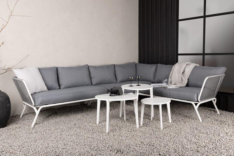 Roxo kulmasohva valkoinen - Venture Home - Puutarhakalusteet - Terassiryhmät - Oleskeluryhmät