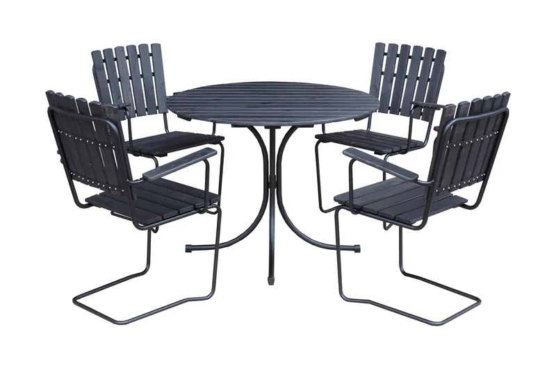 Ruokailuryhmä Vaxholm Pyöreä, Kahvimusta/Harmaa